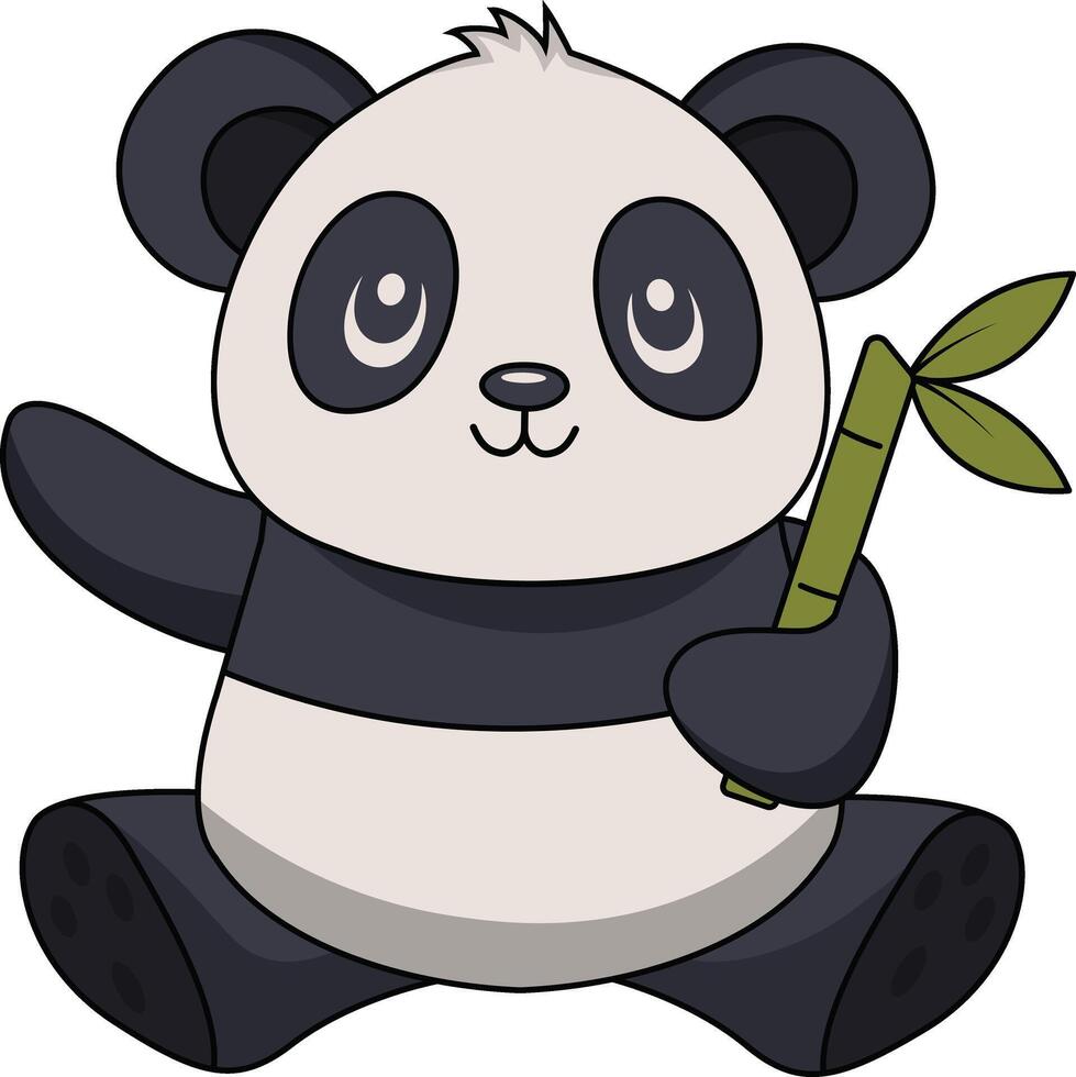 Cute Cartoon Panda Character Isolated on White Background. vector