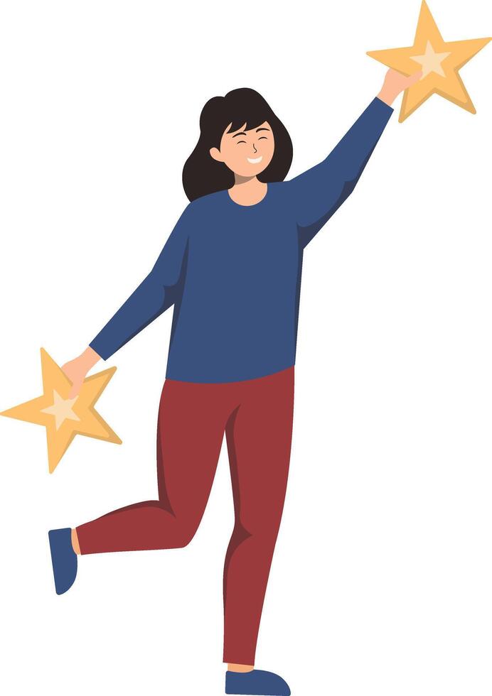 People Giving Star Character with Cartoon Design. Isolated on White Background vector