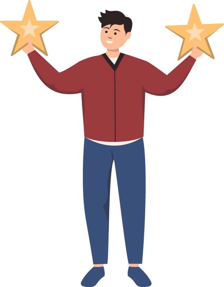 People Giving Star Character with Cartoon Design vector