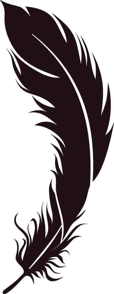 Bird Feather Silhouette on White Background. vector