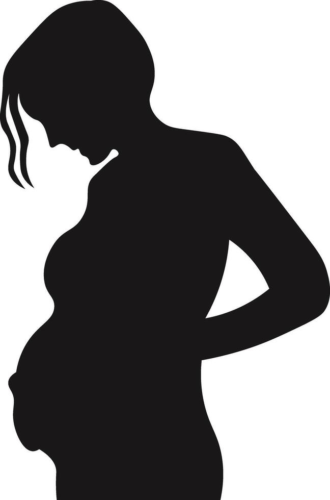 Pregnant Lady Silhouette with Flat Shape vector