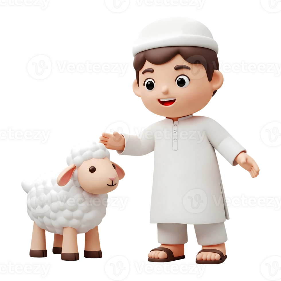 Muslim Boy and Sheep Eid al-Adha Celebration png