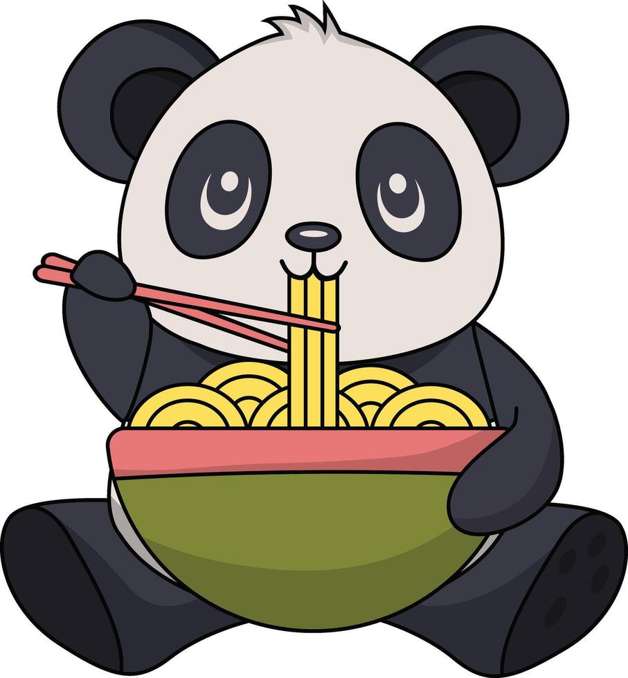 Cute Cartoon Panda Character, Isolated on White Background vector