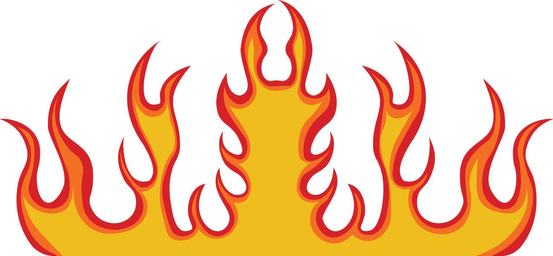 Fire Frame Illustration in Red and Orange Color Design. Isolated on White Background vector