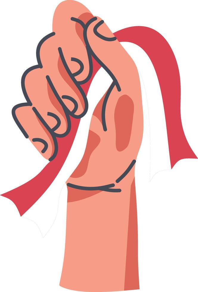 Hands Holding Indonesian Flag Illustration, Isolated on White Background. vector