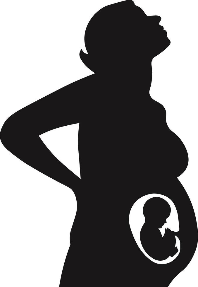 Pregnant Lady Silhouette in Flat Cartoon Design vector