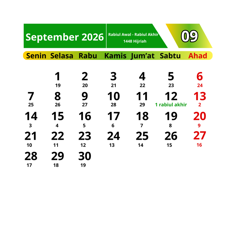 calendar template 2026 september png