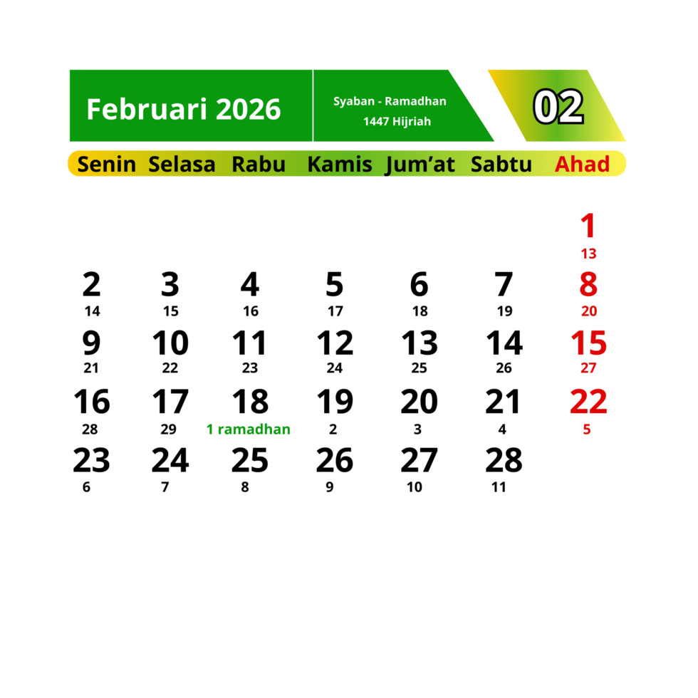 calendar template design february 2026 png