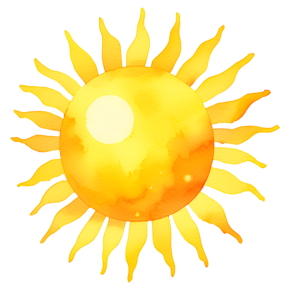 Watercolor Painted Sunshine Boho Yellow Sun Funny Summer Elements for Digital Desing Decor png