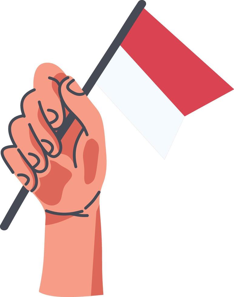 Hands Holding Indonesian Flag Illustration with Cartoon Design. Isolated on White Background vector