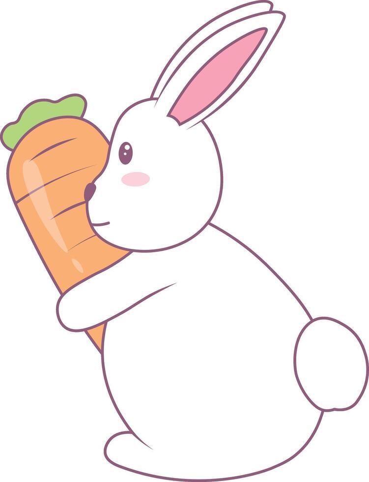 Cute Rabbit Illustration. Isolated on White Background. vector