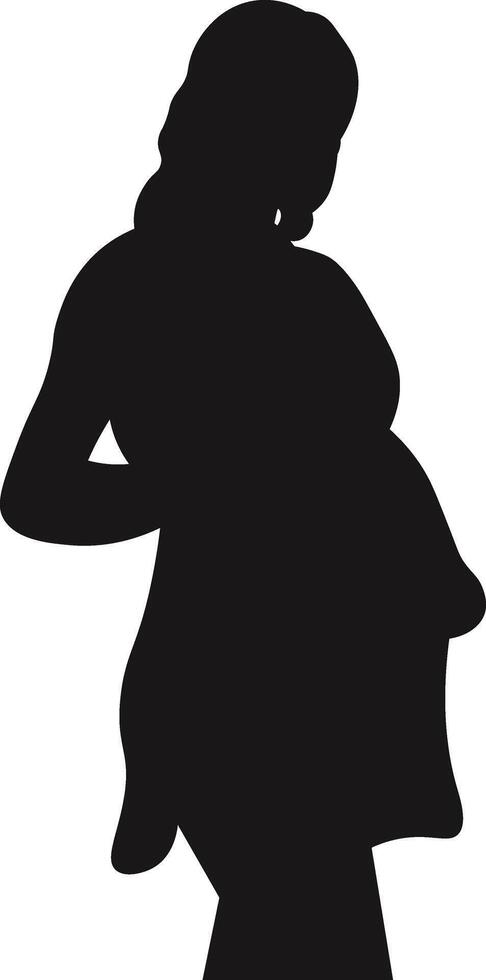 Pregnant Lady Silhouette with Simple Design. vector