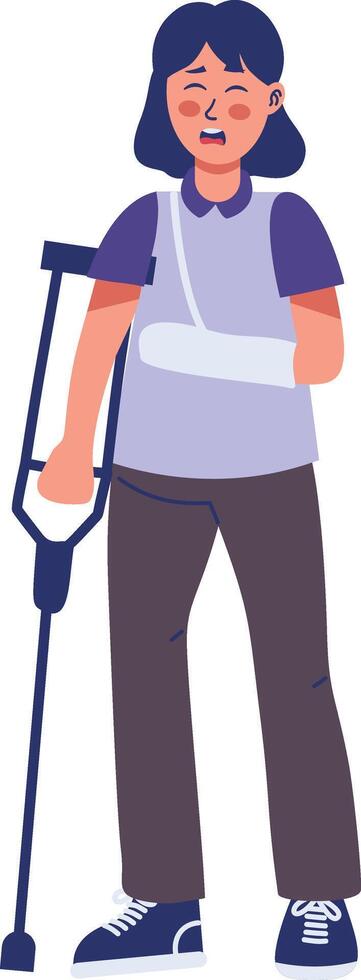 Girl Injury Illustration with Cartoon Style. vector