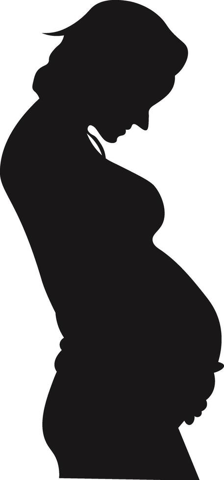 Pregnant Lady Silhouette with Flat Design. vector