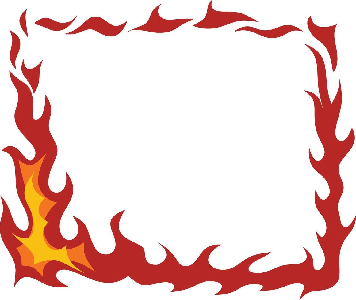 Fire Frame Border Icon with Cartoon Design vector