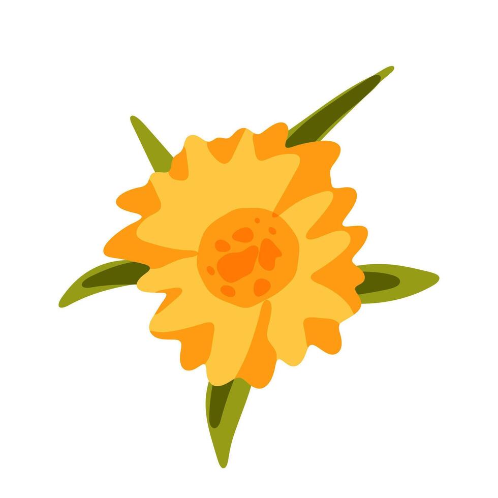 Cartoon Yellow Orange Flower Icon vector