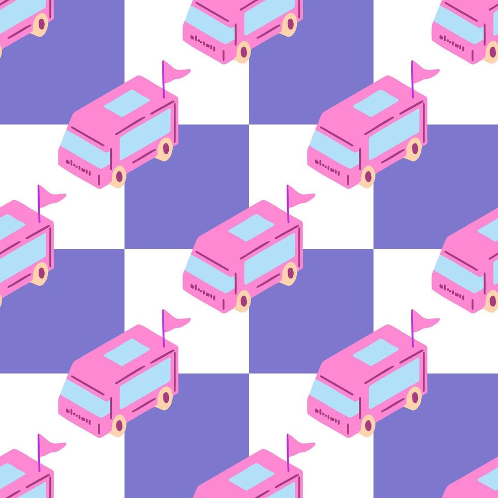 Pink Camper Van Pattern vector