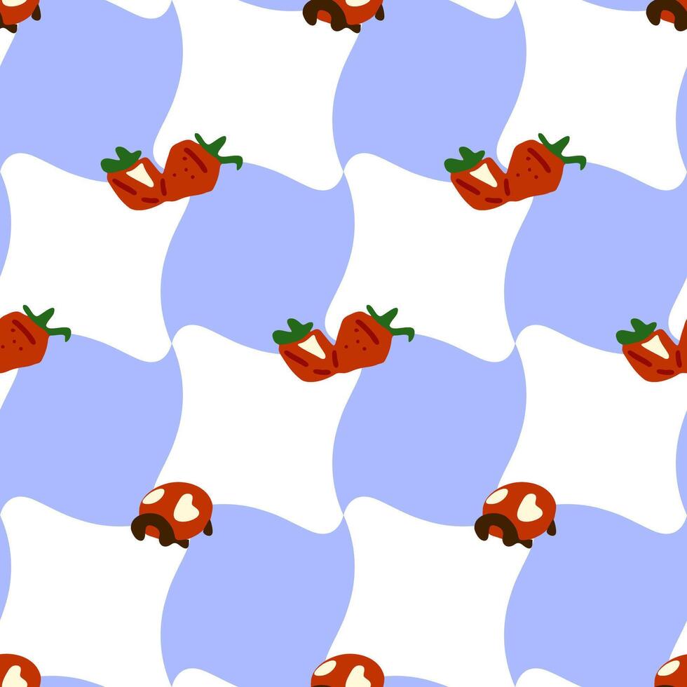 Seamless Strawberry Mushroom Pattern Design vector