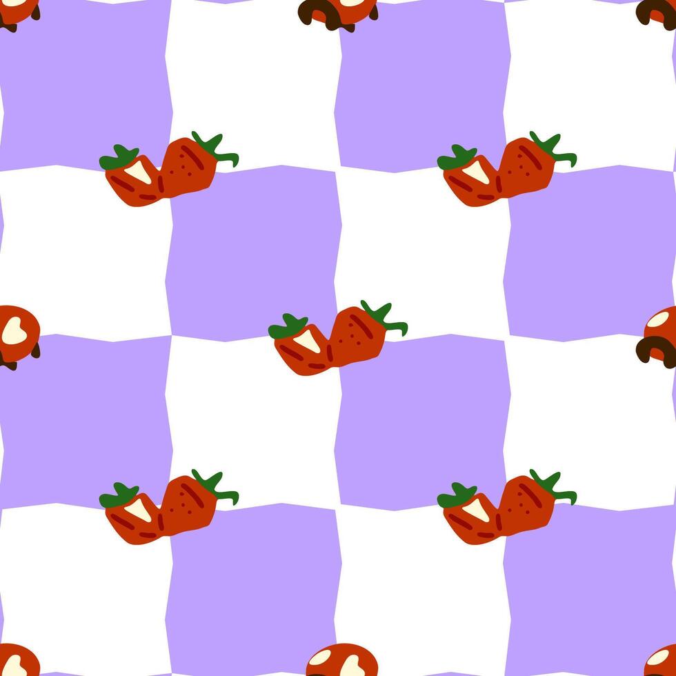 Seamless Strawberry Checker Pattern vector