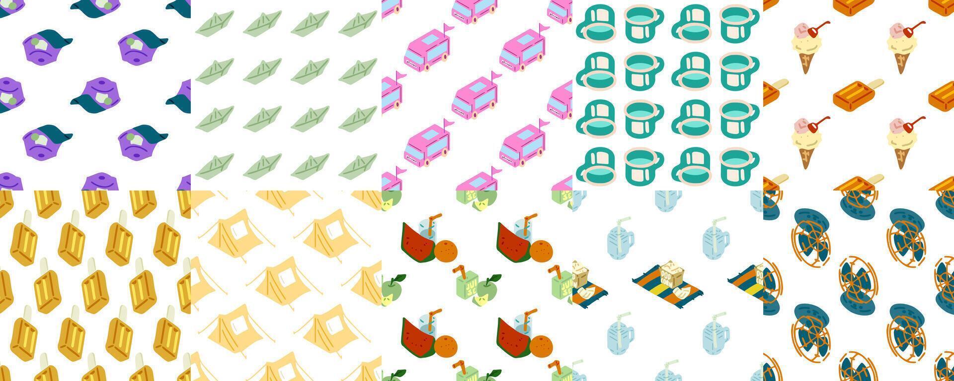 Summer Seamless Pattern Pack Preview vector