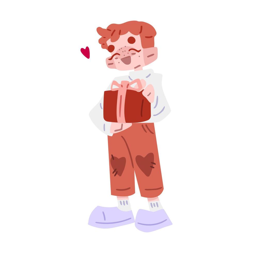 Cartoon Boy Holding Gift Box vector