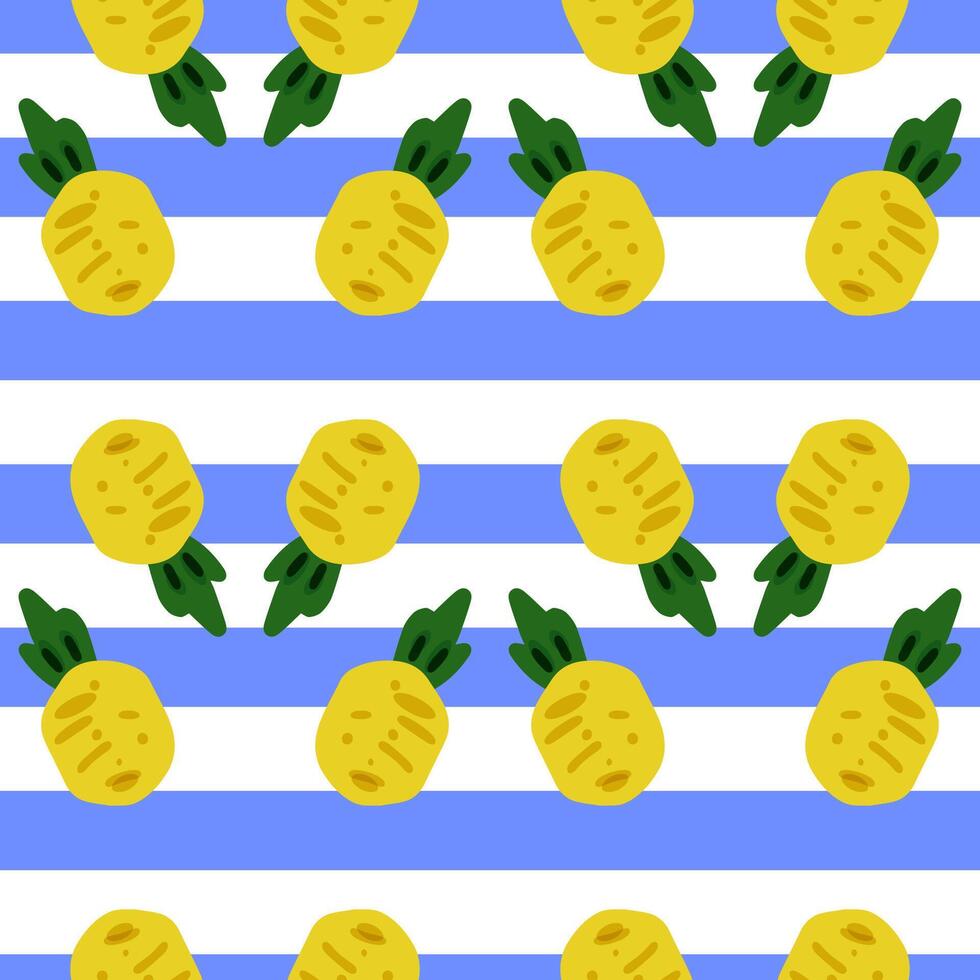 Pineapple Seamless Pattern With Stripes vector