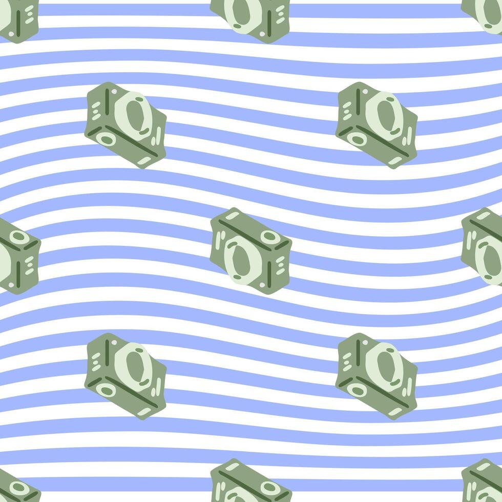 Seamless Cartoon Camera Waves Pattern vector
