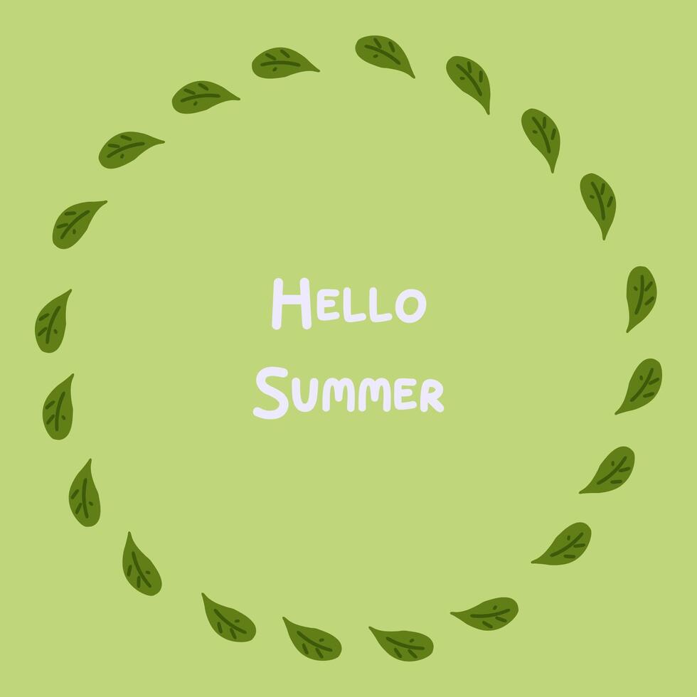 Minimal Leaf Summer Wreath Frame vector