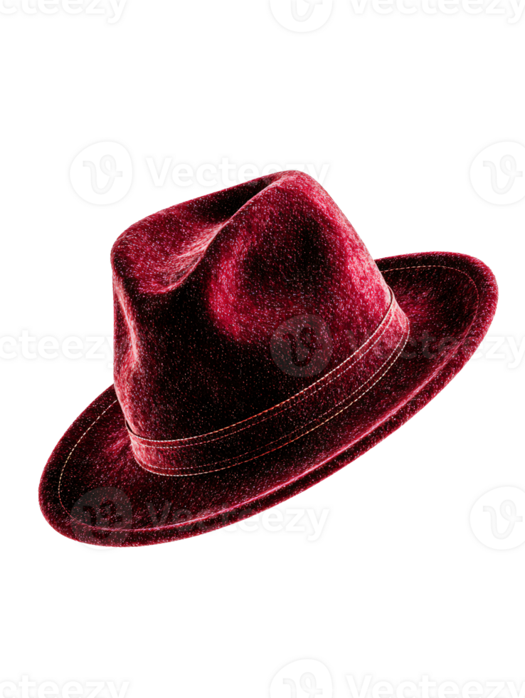 Elegant Red Velvet Fedora Hat png