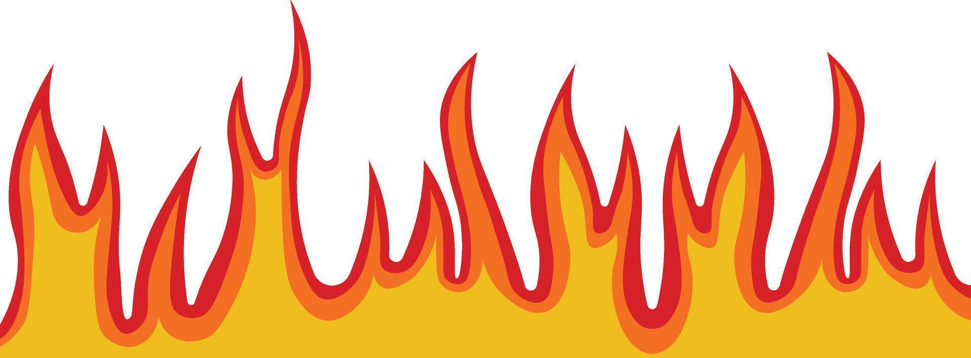 Fire Frame Illustration in Red and Orange Color Design. Isolated on White Background. vector