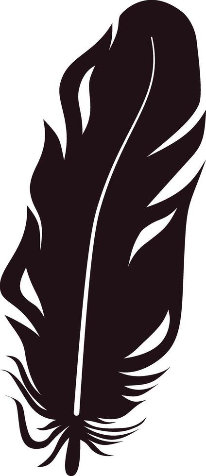 Bird Feather Silhouette in Simple Design. vector