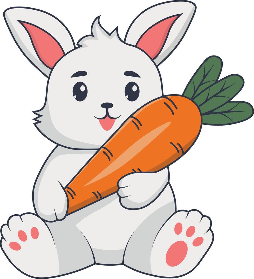 Rabbit Character Illustration Isolated on White Background vector