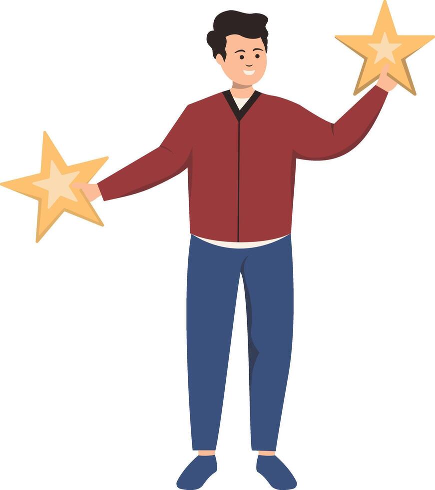 People Giving Star Character with Flat Design vector