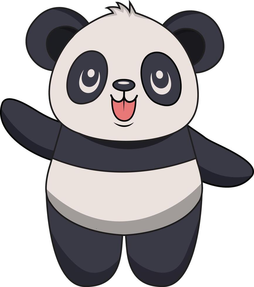 Cute Cartoon Panda Character, Isolated on White Background. vector