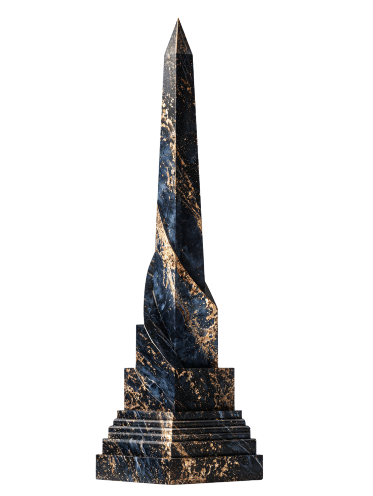 Elegant Spiral Obelisk Sculpture in Polished Marble Design png