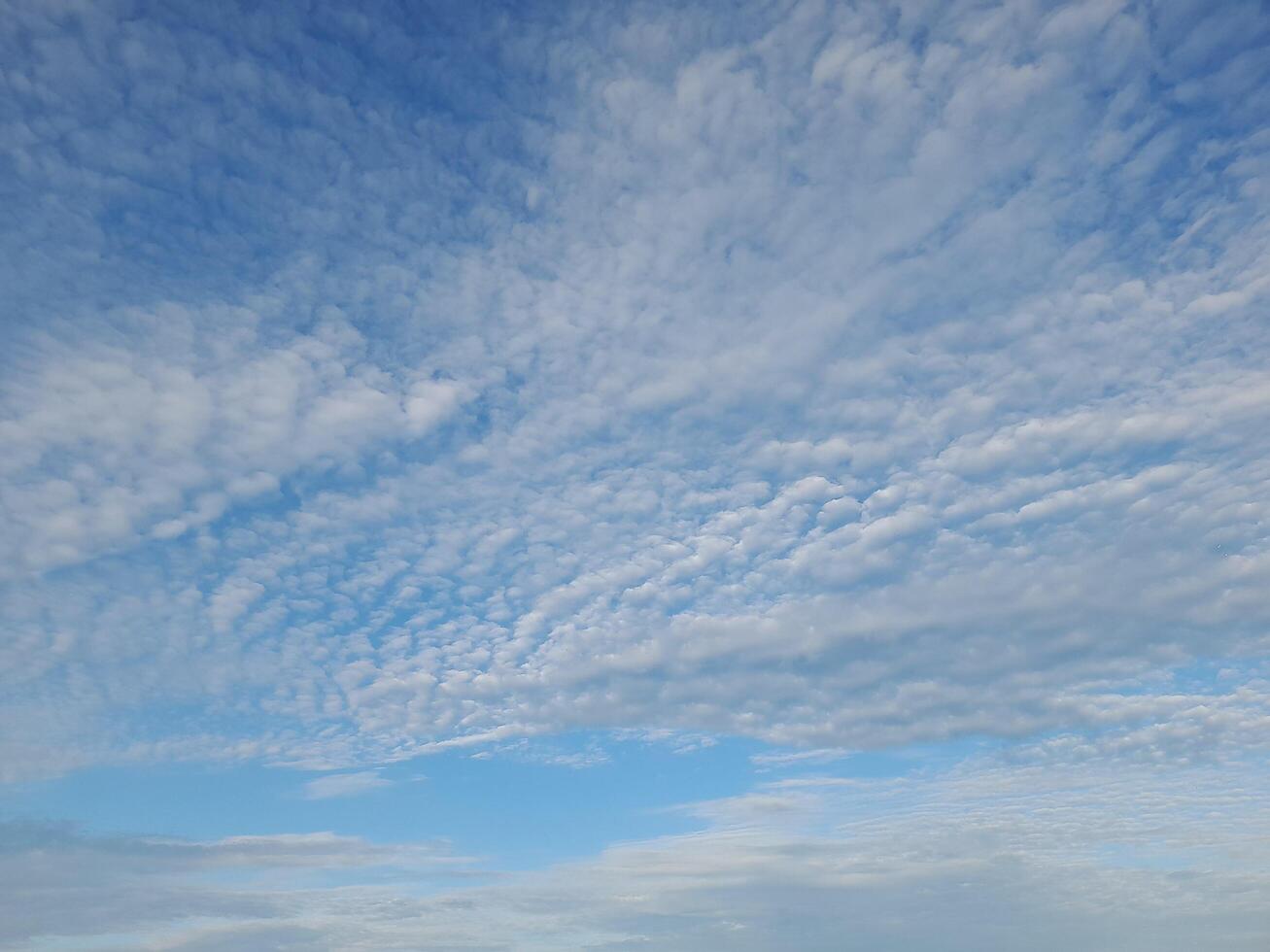 A beautiful sky filled with scattered, fluffy white clouds against a soft blue backdrop, creating a calm and serene atmosphere. photo