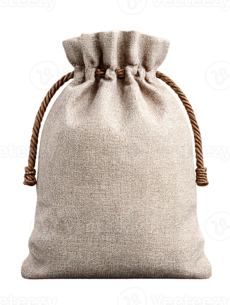 Soft Drawstring Sack in Neutral Color with Twisted Rope Closure png