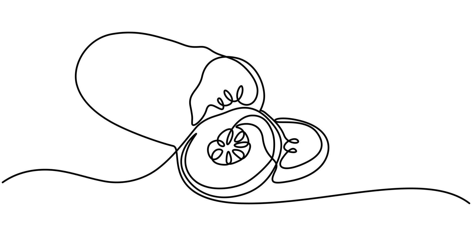 Continuous One line drawing Cucumber Vegetable icon vector