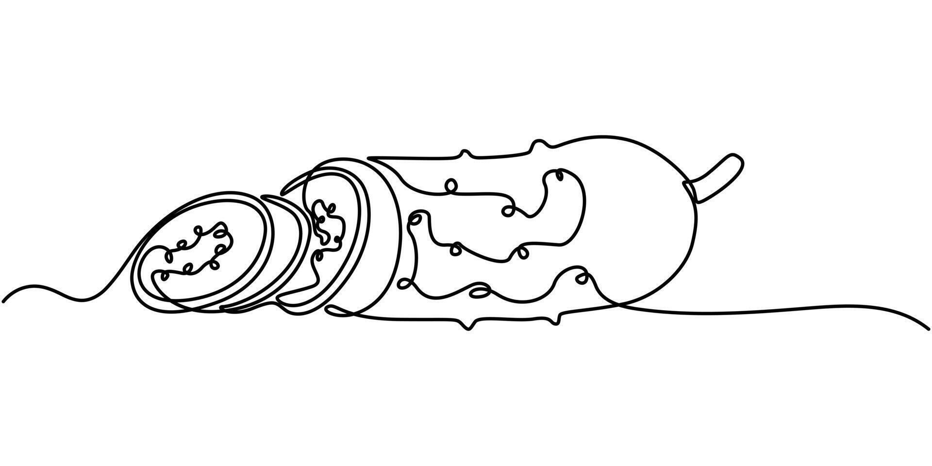 Cucumber icon line continuous drawing vector