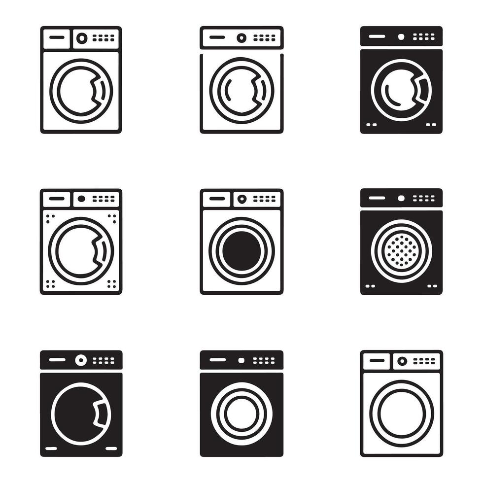 Washing and Dryer Icons Bundle vector