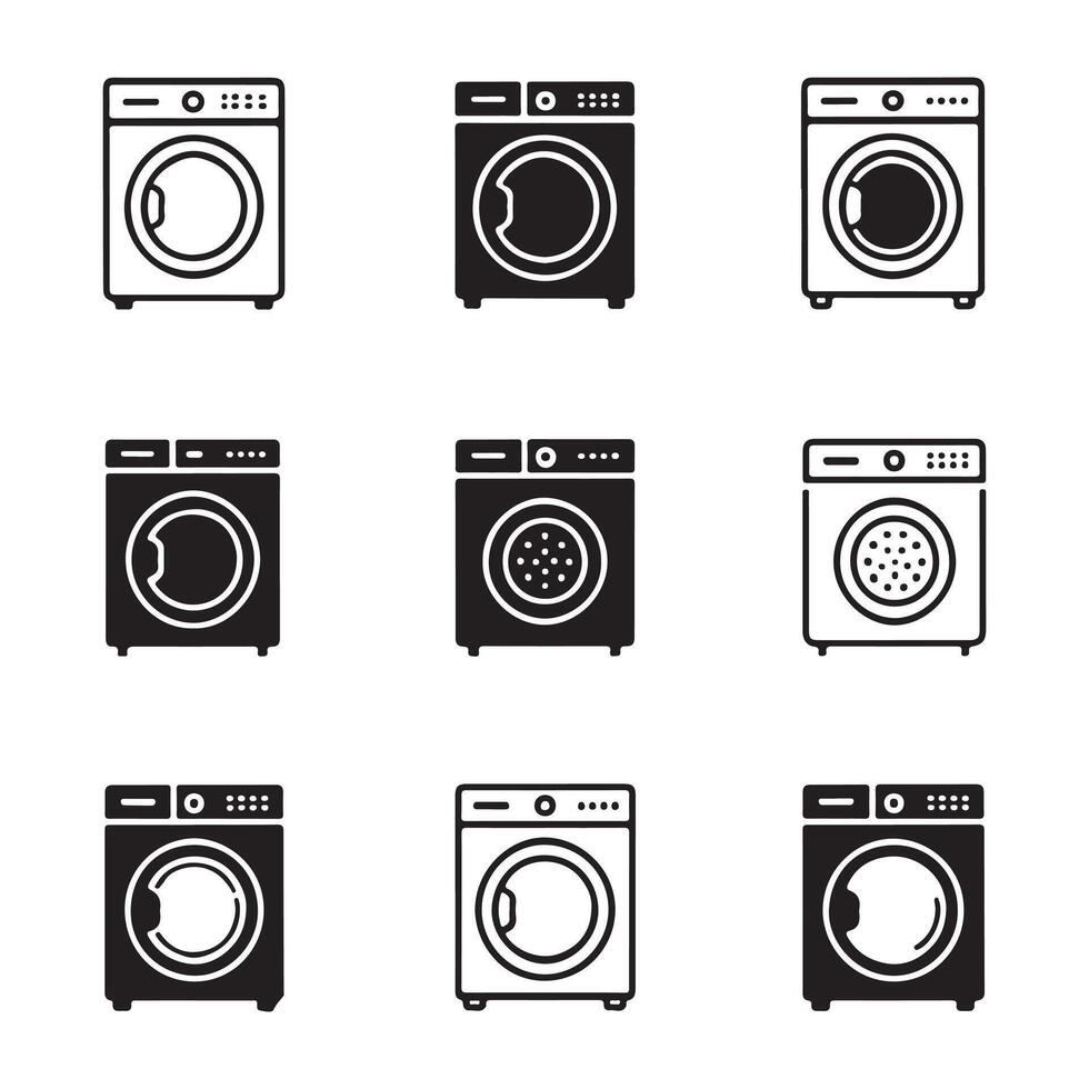 Modern Dryer and Washer Icons vector