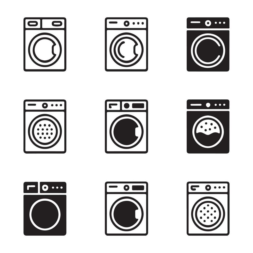 Dryer Machine Icon Set Collection vector