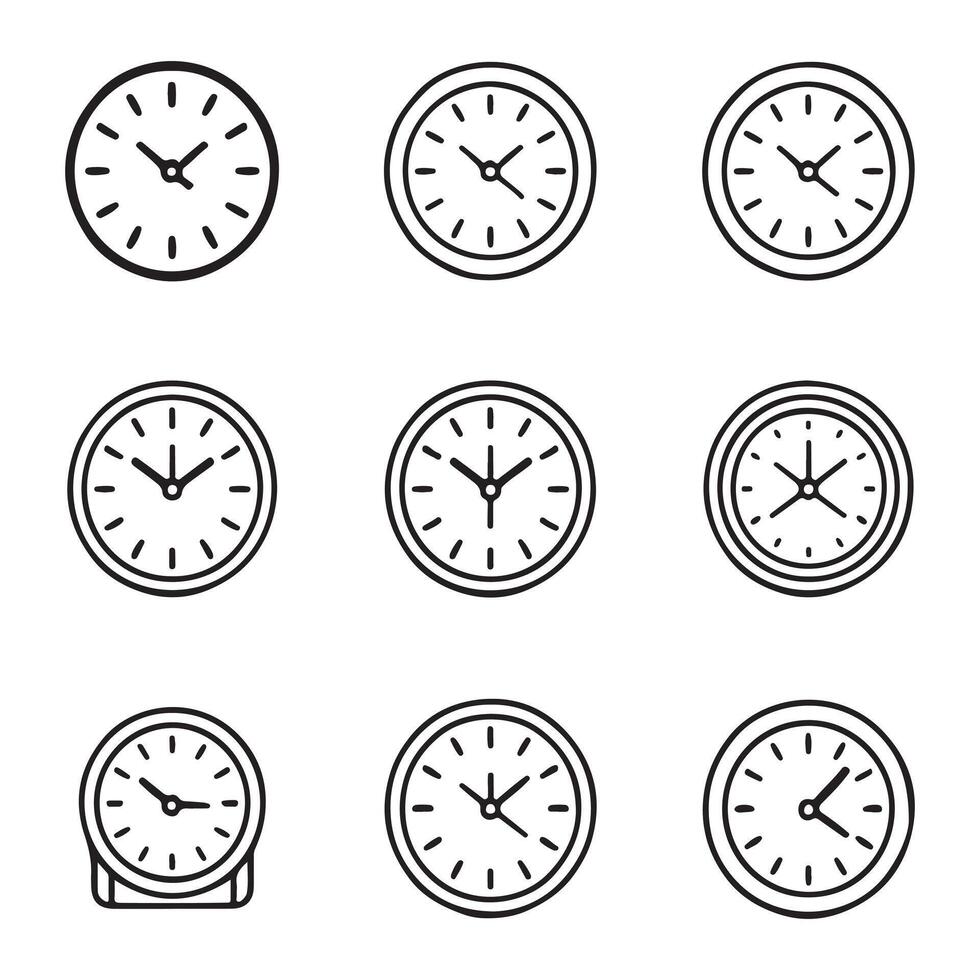 Black and White Clock Icons vector