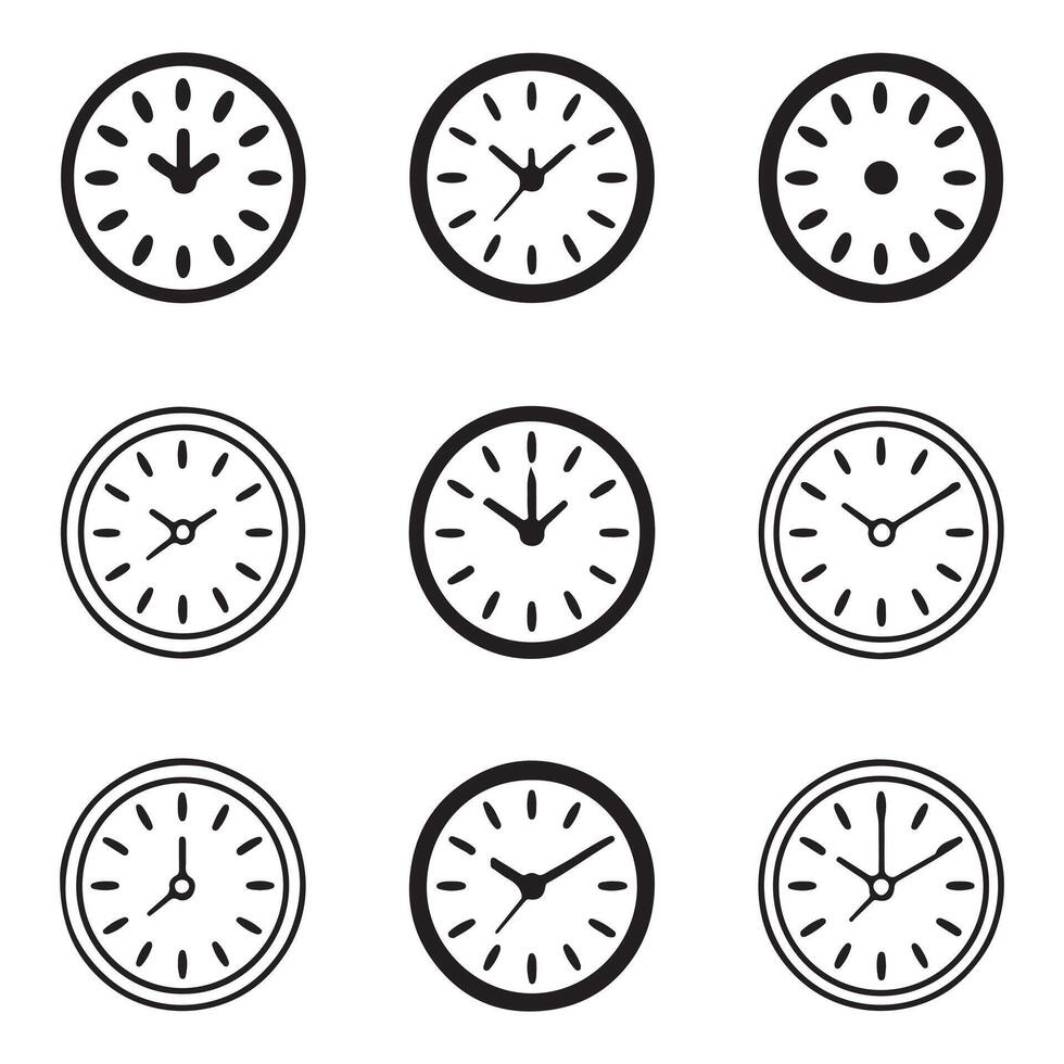 Wall Clock Icon Set Collection vector