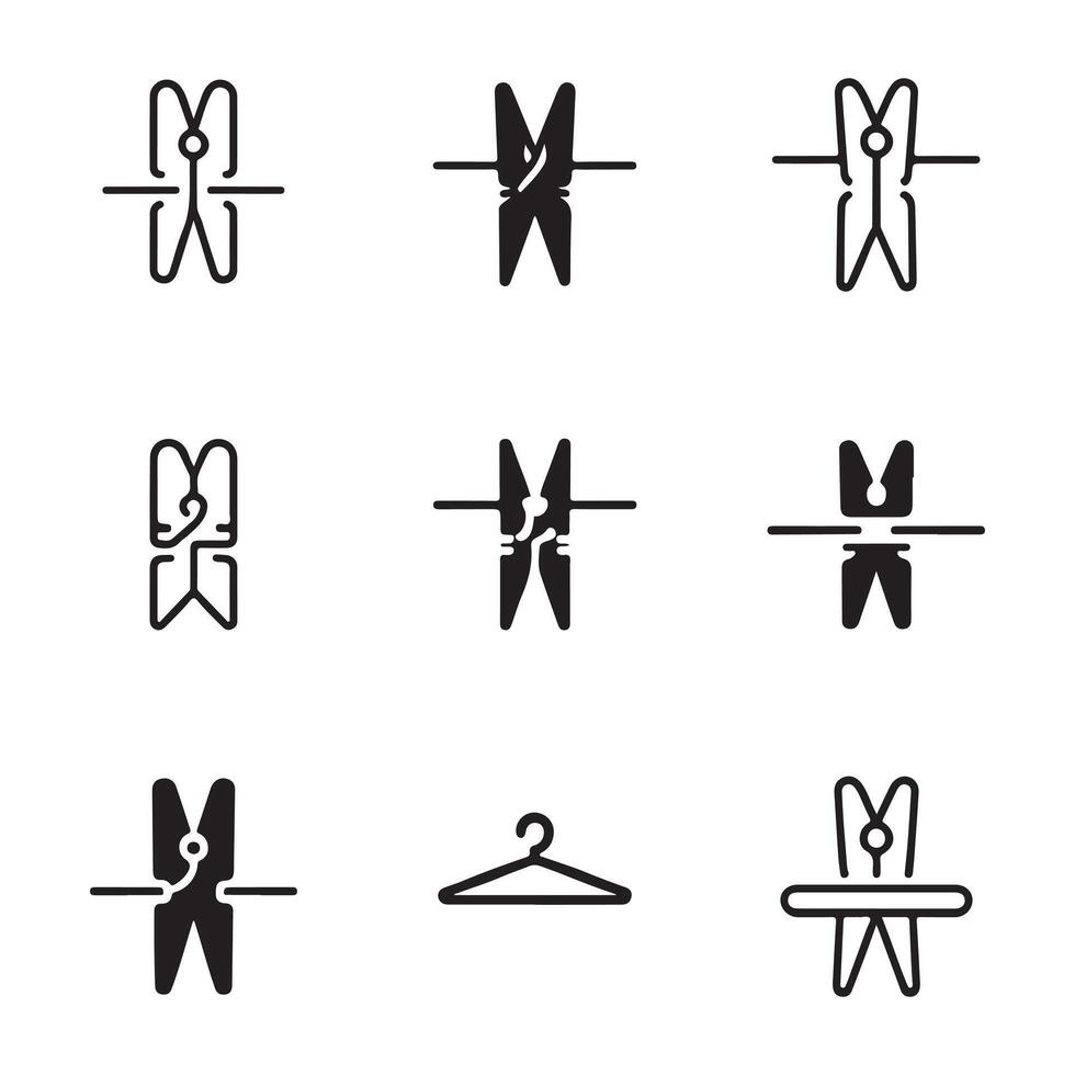 Simple Peg Icons for Laundry vector