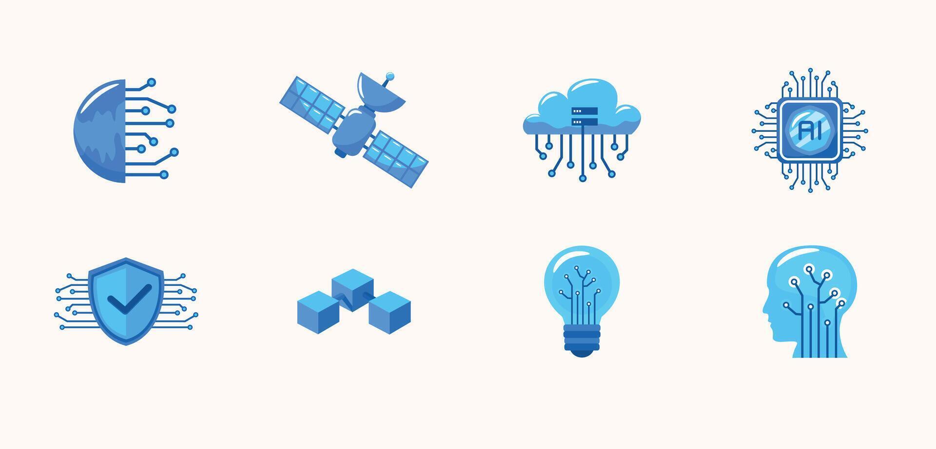 Technology icon set design illustration in flat style vector