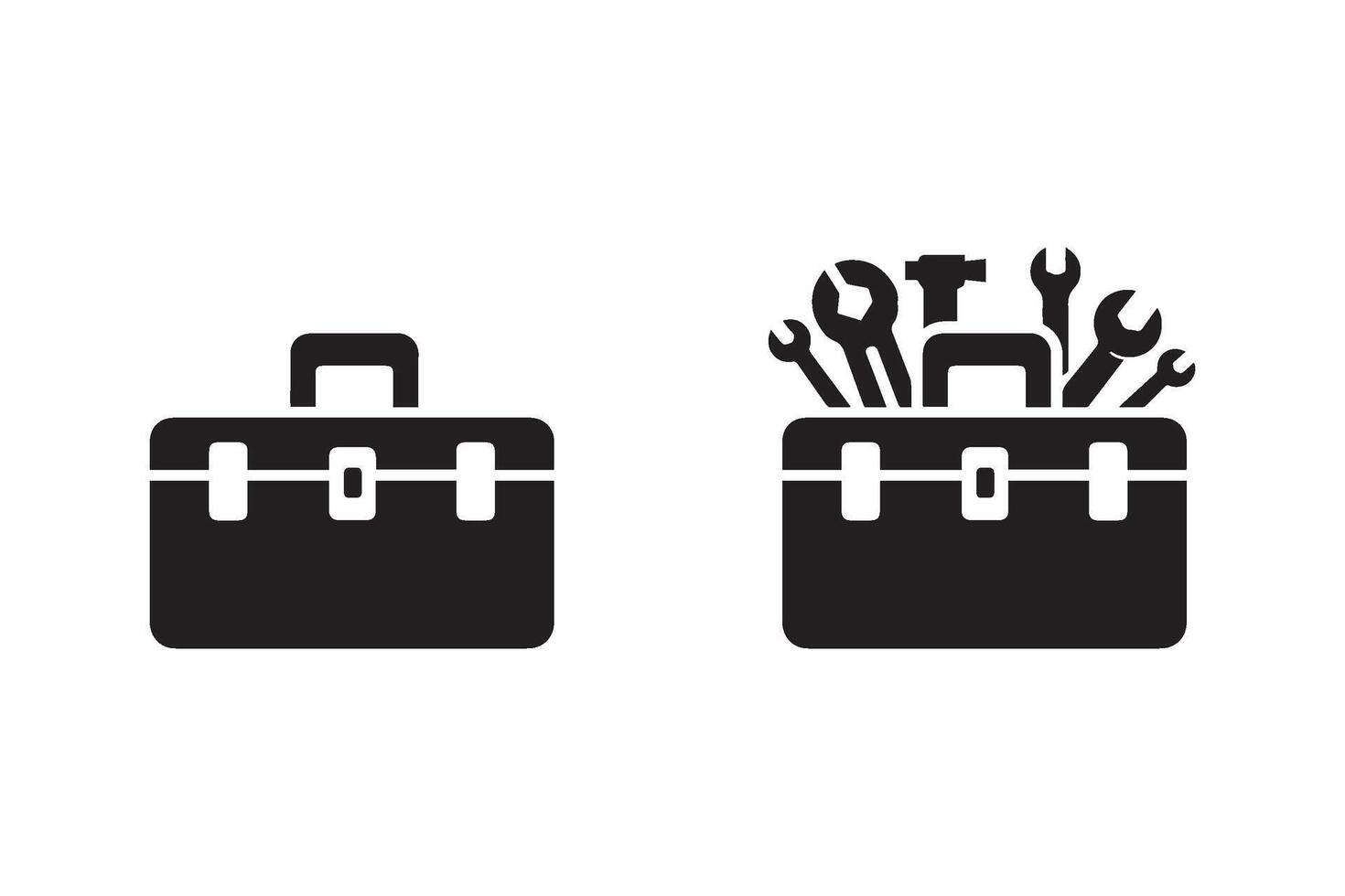 Minimalist box with tools silhouette on white background. Toolbox icon illustration vector