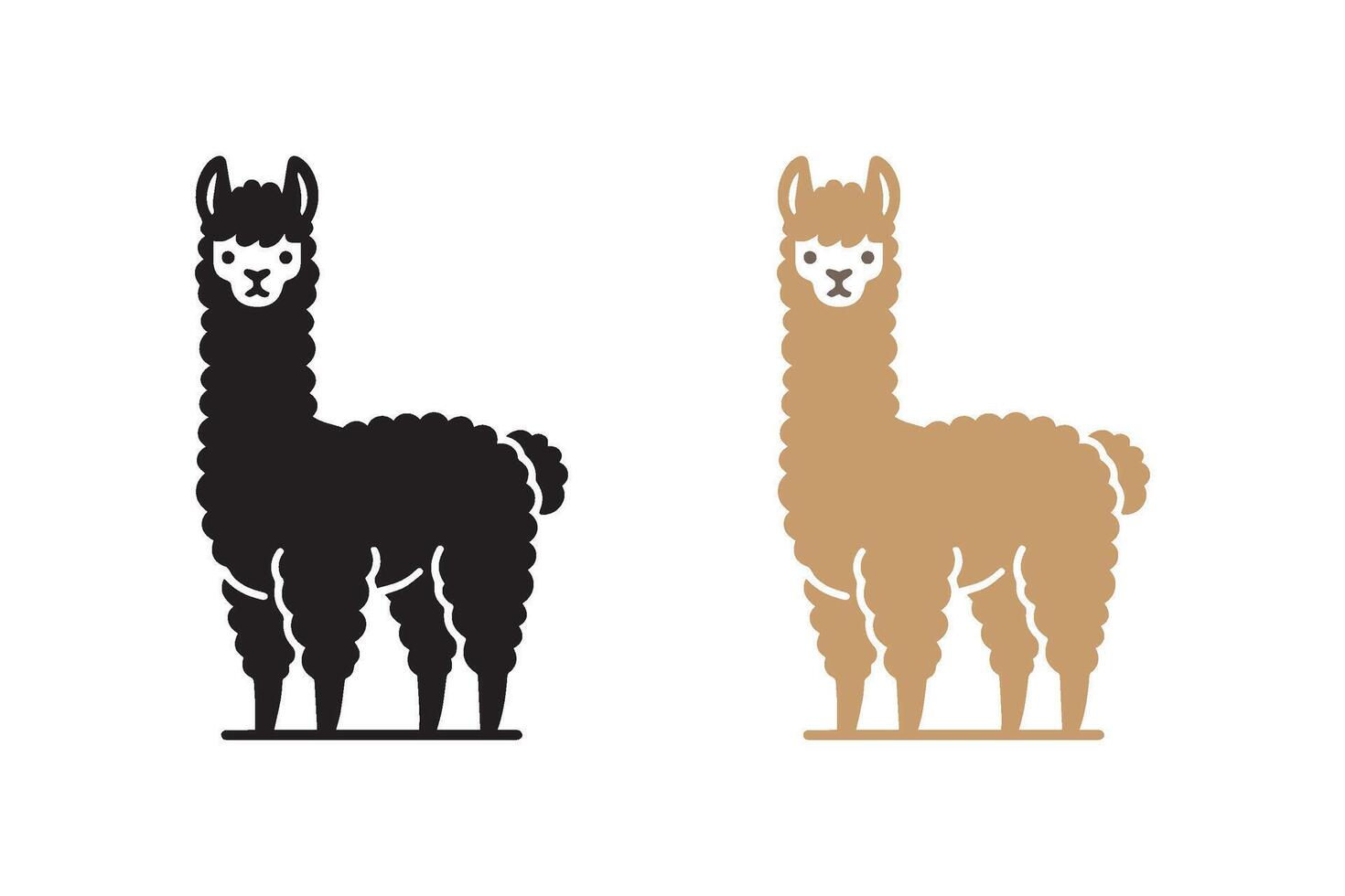 Cute alpaca animal silhouette. Alpaca icon isolated on flat background. vector