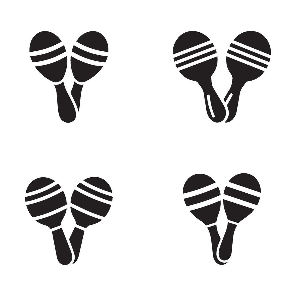 Set of maracas musical instrument silhouettes on white background vector