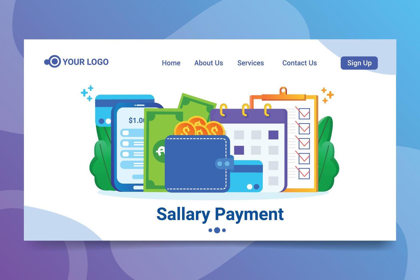 Flat Illustration of Salary Payment and Financial Management vector
